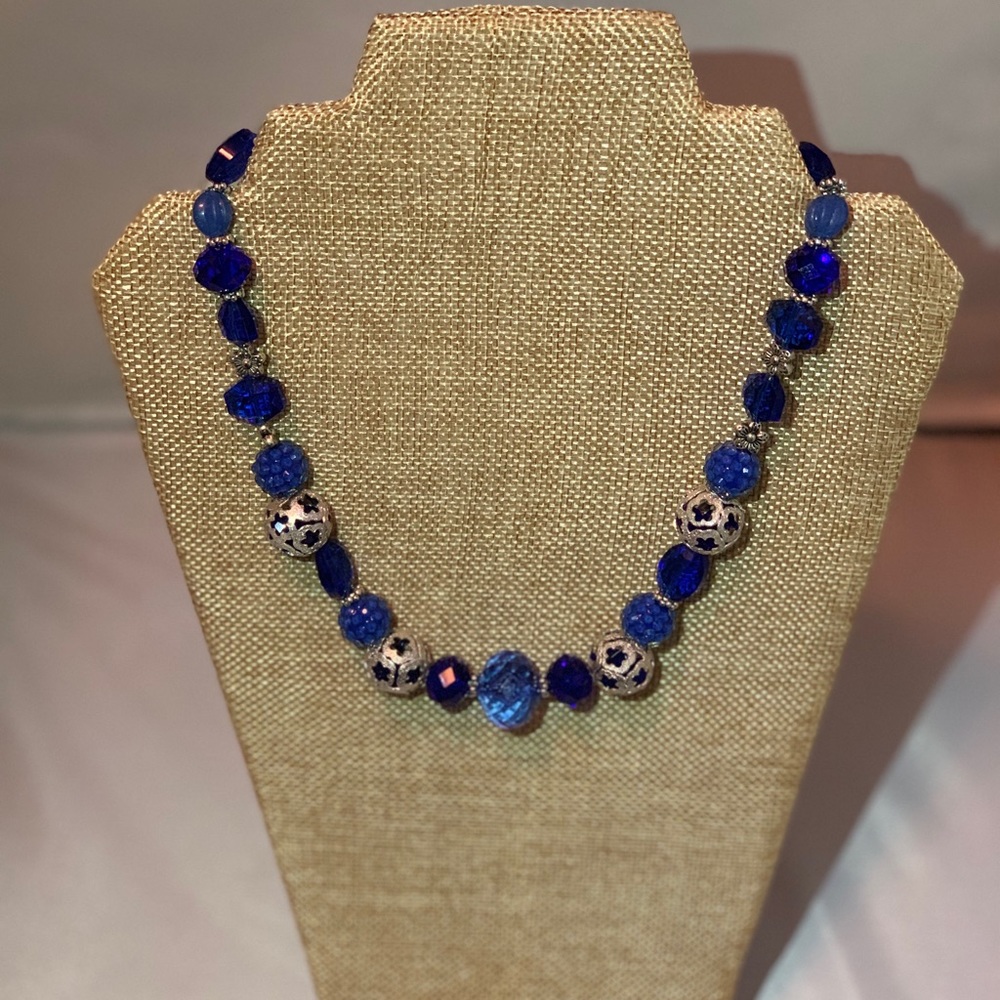 Royal Blue Crystal Chunk Necklace